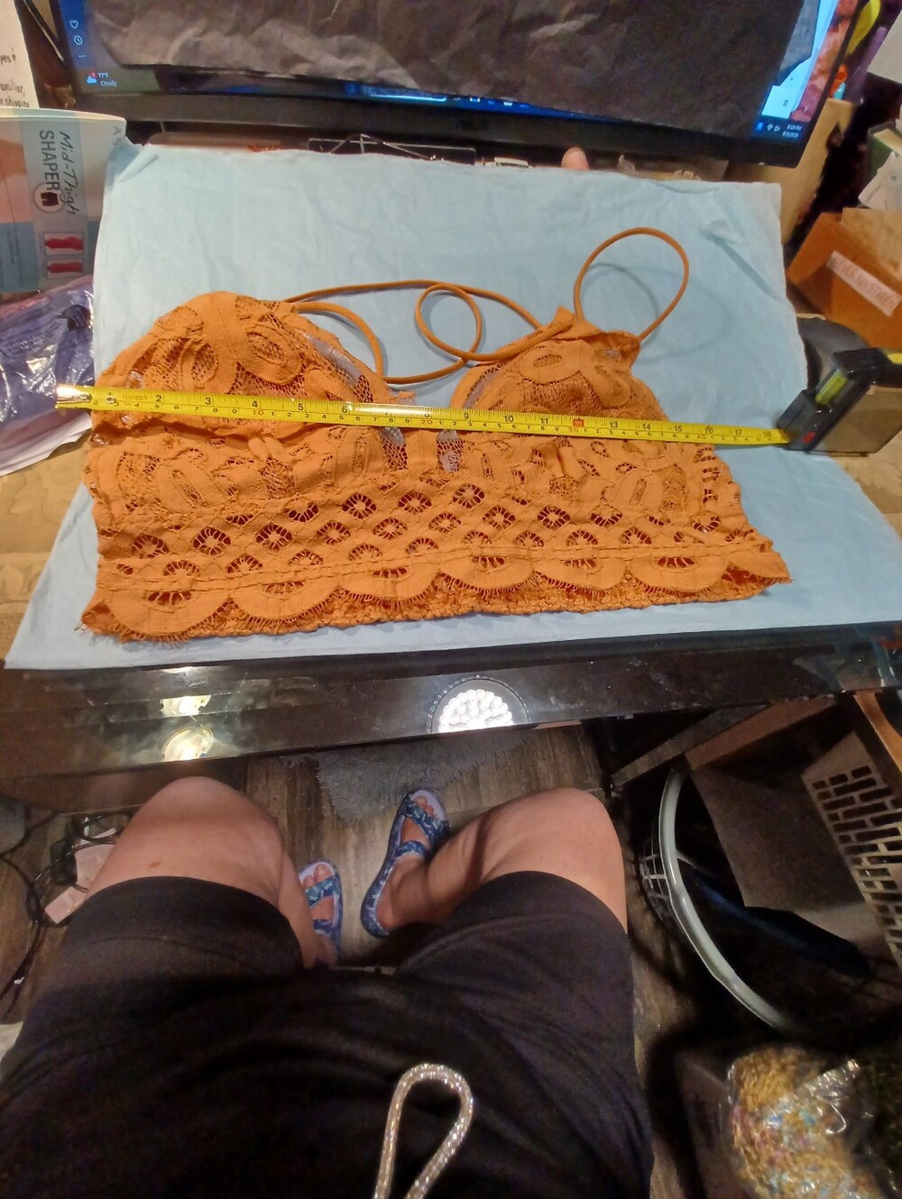 Battenberg Lace Sexy Bralette Camisole Crop Top in Rust Orange